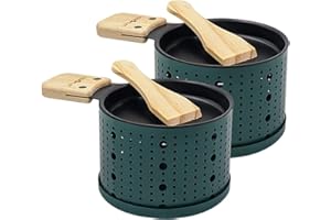 COOKUT - Lumi - Une raclette à la Bougie - Faites Fondre Votre Fromage en 3 Minutes - A Table ou Devant la télé - Spatule Bois inclues - sans électricité - Pack de 2 appareils - Vert