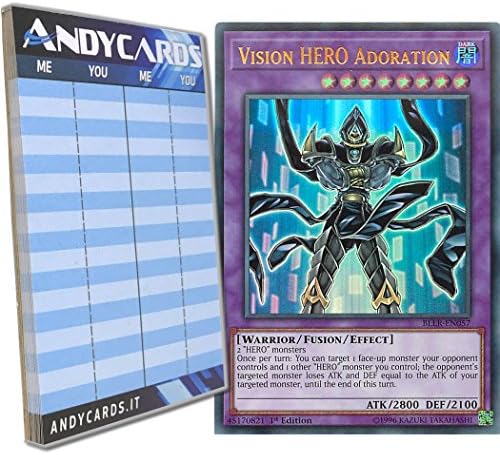 Yu-Gi-Oh! - VISION HERO ADORATION - Ultra Rare BLLR-EN057 in ENGLISH + Andycards Scorepad