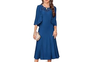 GRACE KARIN Women 2-Pieces Set Dress Sequined Round Neck Sleeveless A Line Dress + Cropped Cardigan Two-Piece Set
