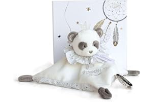 DOUDOU ET COMPAGNIE - Doudou Panda Plat Attrape-Rêves - Panda Gris - 20 cm - Boîte Cadeau - Doux et Réconfortant - Idée Cadeau Naissance Filles et Garçons - Garantie Doudou Perdu - DC3536