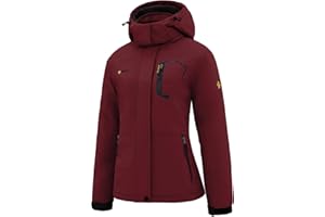 GEMYSE Donna Giacca da Sci Invernale Calda Antivento Impermeabile Cappotto da Neve e Snowboard Parka con Cappuccio Rimovibile
