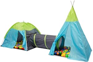 LITTLETOM Tente de Jeu pour Enfants Pocahontas | INCL. Tunnel | léger à Transporter | Idéal pour l´intérieur et l´extérieur |INCL. Pratique étui pour Le Garder/Transporter | Maison de Jardin