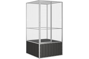 Emmtore Vogelvoliere Innen Außen Aufzuchtkäfig,All-in-One-Vogelkäfig Außenvoliere Käfig Vogelhaus Voliere,Verzinkter Stahl Vogelkäfig,Anthrazit,111 x 107 x 211.5 cm