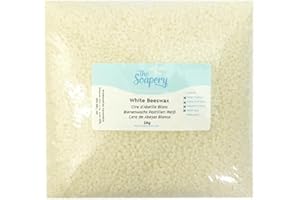 THESOAPERY Gránulos de cera de abeja para velas, jabones, bálsamos labiales y lociones, color blanco, 1 kg