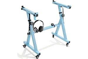 FREEAMG Soporte para Teclado de Piano Ajustable en Altura de 55 a 87CM, Soporte de Piano en Forma de Z con 4 Ruedas Giratorias, Apto para Pianos de 54 a 88 Teclas, Capacidad de Carga de 160KG (Azul)