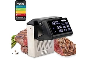 V VESTA PRECISION Vesta Precision Termocircolatore ad immersione SV91 Imersa Pro per cucina a bassa temperatura con App di controllo compatibile con contenitori d'acqua ≤50 L, design pieghevole, colore nero, 1500 W