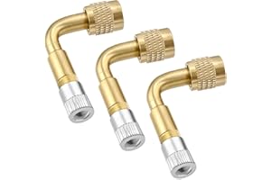 Teaaha 3 PCS 90 Degree Tyre Valve Extension Adaptor Bend Brass Tire Valve Extension Adapter with Chrome plating for Car Motorcycle Bike Scooter RV Truck, Brass Metal Dust Cap