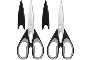 Vutyvve Kitchen Scissors, Stainless Steel Blades, Soft Grip, Multifunctional Kitchen Scissors Set, Black/Grey, 2 Piece Set