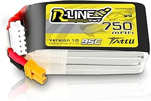 TATTU 4S 750mAh 14.8V 95C 4S1P Lipo batería con conector XT30 para cuadricóptero FPV Racing 100 180 tamaño