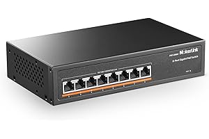 MokerLink 8 Port Gigabit PoE Switch, 8 PoE+ Ports 1000Mbps, 802.3af/at 120W, Plug and Play Non Géré, Métal Robuste, sans Ventilateur