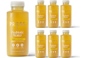 PRSS 100% COLD PRESSED PRESS Healthfoods - Mango & Pineapple Probiotic Water, 6 x 400ml, Digestive Health Support, Natural Ingredients, Low Calorie Drinks, Probiotic Water for Women and Men