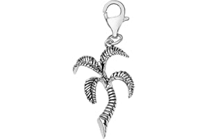 Quiges Charm Pendentif en Argent 925 Palmier avec Fermoir