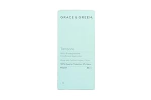 GRACE AND GREEN Grace & Green - Organic Tampons - Biodegradable Applicator - Size: Regular - Made with Organic Cotton - 100% Free from Plastic - 16x Regular Tampons