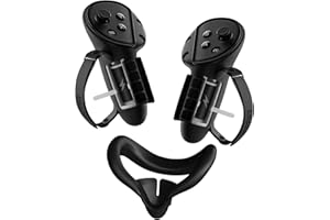 ZOZOVR Para accesorios Meta Quest 3, cubierta de asas de controlador con correa ajustable para el tobillo y protección de apertura de batería, cubierta de silicona para la cara y 2 fundas para joystick para