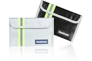 GOWINSEE 2 Stück Feuerfeste Tasche, Kleine Feuerfeste Geldtasche (12,7 x 20,3 cm 4500 °F), Feuerfeste Brieftasche, Bargeldschutztasche - Wasserfeste Sichere Tasche für Wertsachen …
