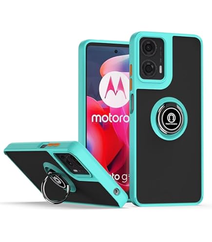 SEAHAI Hülle Für Motorola Moto G85 5G | Mit 360° Ring-Ständer & Doppeltem Schutz | Matt, Durchscheinend, Himmelblau