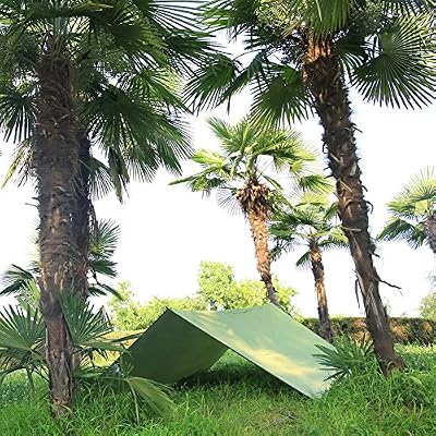 crayfomo Azlife ultraléger Tente Bâche étanche anti-UV Large Vert Hamac Tarp Portable Sun pluie Shelter Sac à dos camping Rainfly avec piquets Corde
