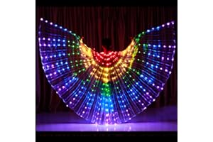 Leemiman Women LED Butterfly Isis Wings Belly Dance Wings Lights with Telescopic Stick for Stage Performance