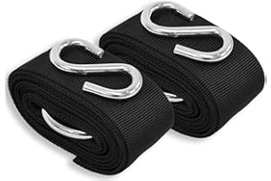 Omnideal AMANKA kit Fixation hamac Arbre Kimba INCL 2 Sangles en Polyester résistants aux UV 3,2m Long 5cm Large et 2 Crochets S en Acier Poids supporté 250kg