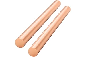 KWOKWEI Reines Kupfer Rundstab Ø 6mm in 250 mm Länge, Massiver Kupferstab Drehbankstange 99.9% Rein Kupferstäbe für DIY Metallhandwerk Hobbys DIY Schmuck Modell, 2 Stück