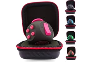 PILPOC theFube Fidget Cube - Deluxe Authentic Fidget Toys for Adults & Kids - Premium Protective Case, Stress Cube, Anxiety Toys, ADHD, OCD, Autism. Quiet Sides & Fidget Clicker Toy (Black & Pink)