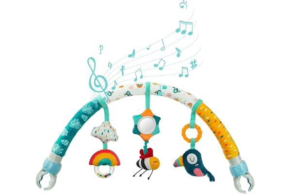 Aomig Baby Arch Barnvagn Leksaker, Baby Activity Arch med BB Rattle Ring, Justerbara clips, spjälsäng och barnvagn Leksaker för enkel fastsättning barnvagnar och bilbarnstolar(himmel stil)