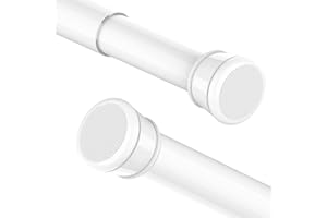 ROD&TRIKIN Bastoni a tensione per tende, regolabili, senza foratura, colore bianco, asta per doccia e guardaroba, antiscivolo, estensibile, per finestre, doccia, guardaroba (75-145 cm, 2 pezzi)