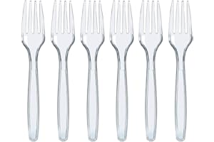 RGZD Pacchetto da 100 forchette trasparenti riutilizzabili per feste, torte e catering, ideali per interni ed esterni come matrimoni e compleanni (11,5 cm)