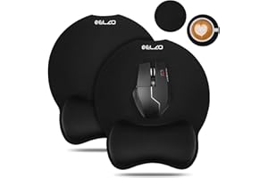 ELZO - Supporto per poggiapolsi per mouse a 2 unità con imbottitura in memory foam, base in gomma antiscivolo e design ergonomico per PC, laptop, computer desktop