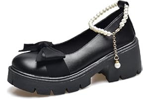 Ulalaza Plate-Forme pour Femmes Mary Janes Chaussures Sweet Toe Cheville Lolita Gothique Plate-Forme Robe Pompes Chaussures Chunky Plate-Forme Chaussures Chaussures habillées en Cuir Verni
