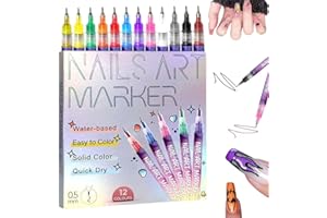 HJJH 12 Farben Nagellack Stift Set, 2026 Neu Nagellackstifte für Nägel, Diy Nail Art Marker, Schnelltrocknender 3D Nagelkunst Stift für DIY Nagelkunst, Zeichnen, Schönheit (1 Stück-A)