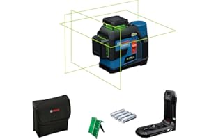 Bosch Professional Laser liniowy GLL 12V-100-33 CG (laser z zieloną wiązką 3 x 360°, zasięg pracy 100 m (promień) z odbiornikiem,Levelling Remote, IP65, uchwyt, 4x1,5 V LR6 (AA), adapter, pokrowiec)