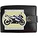 Price comparison product image Suzuki GSXR 1000 k3 Blue Image on KLASSEK RFID Mens Wallet Purse Real Black Leather Motorbike Motorcycle Accessory Gift with Metal Box NOT Official Suzuki Merchandise