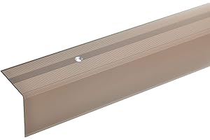acerto 51072 Perfil angular de aluminio - 100cm 42x40mm bronce claro * Antideslizante * Robusto * Fácil instalación | Perfil de peldaño perfil de peldaño de aluminio | Perfil de peldaño perforado