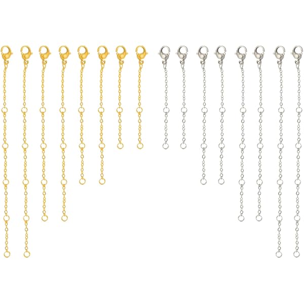 8 Estensori Per Collane In Acciaio - Placcati Oro E Argento Con Moschettone - Foto 7