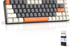 MAGIC-REFINER RK68 Tastiera Gaming Meccanica, 60% Tastiera Wireless 2.4Ghz/Bluetooth 5.0, Apex Pro Mini Hot-Swappable 68 Tasti Interruttore Blu con Ricevitore 2 in 1 per PC/MAC/Smartphone