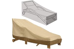 SYLC Housse pour Chaise Longue De Jardin avec Grilles D'aération, Housse De Chaise Longue Imperméable Housse Bain De Soleil Tissu Oxford 210D (208x76x41/79CM) (Marron et Beige)