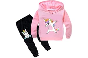 Silver Basic Ensemble Pantalon et Haut Sweat à Capuche Fille Licorne Survêtement Fantasie Enfant Garçon