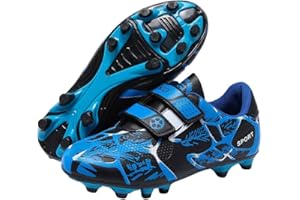 Mateju Chaussures de Football Enfant Crampons Garçon Homme Velcro Chaussure de Foot Spike Chaussures de Sport résistants à l'usure pour Extérieur Intérieur Athlétisme Entraînement Sports