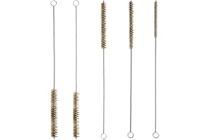 FUNNGY Brosses de Nettoyage,5 PCS Brosse Ronde en Laiton pour Tuyaux Écouvillon de Nettoyage Industriel 6/8/10/12/15mm Nettoyage Conduits Cylindres Chaudière Goupillon Métallique Rigide