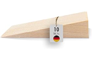 haggiy Cale en bois dur - Set de cales en bois - Cales en hêtre naturel - Butoir de porte - Idéal pour les meubles, le montage, le bricolage - (LxLxH) 70 x 25 x 15 mm (10 Pcs.)