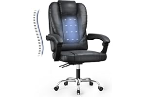 naspaluro Executive Ergonomic Office Desk Chair with Springs/Armrests, Comfy Big Tall PU Leather Computer Gaming Chair, Heavy Duty Cross Legged Game Chairs, High Back Home Office Swivel Black Chair
