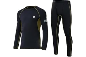 YUTYTH Thermal Underwear Mens Set, Cozy Breathable Long Johns for Men Thermal Warm Base Layer Top and Bottom Set for Winter Skiing Running