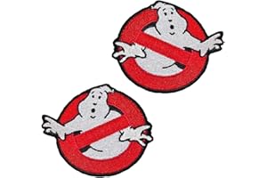 ZCKETO 2 Pieces Compatible with Ghostbusters Halloween Embroidered Iron on Sew on Funny Patches NO Ghost Kill Ghost Team Logo Applique Emblem for Costume Cosplay Uniform Kids Men Holiday Decor