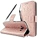 Produktbild Fraelc® Samsung Galaxy J5 2016 Hülle Premium Kunstleder Tasche im Bookstyle Klapphülle mit Weiche Silikon Handyhalter Lederhülle für Samsung Galaxy J5 (2016) Indische Sonne Design Brieftasche - Rose Gold