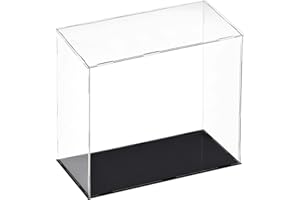 Recogwood Vitrine D'Exposition en Acrylique Clair 30 x 15 x 30cm - Boîte De Présentation À Monter avec Socle Noir - Protection Anti-Poussière pour Figurines, Jouets Et Rangement Domicile