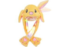 SUNHUITOY Animal Hat Plush Ears Moving Jumping Dress Up Cosplay Party Christmas Holiday Cute Ear Flap Cap for Kids Adults