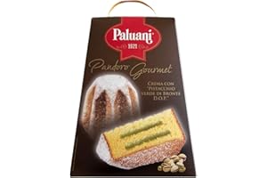 PALUANI Pandoro con Crema al Pistacchio Verde di Bronte D.O.P ricetta originale della tradizione, lievitazione naturale, ingredienti di prima qualità, pandoro natale in confezione gourmet, 750 g