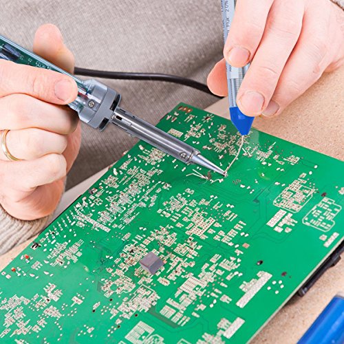 Lötkolben set, AngLink 8-in-1 60W 220V Lötset Einstellbarer Temperatur ( 200°C-450°C ) Handlötkolben Lötkolben kit mit 5 Lötspitzen, Lötkolbenständer, Entlötpumpe, Lötzinn, Antistatikpinzetten und Reinigungsschwamm - 9