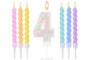 ‎OVALETTA Ovaletta Macaron Bunte Geburtstagskerzen Zahlen 4 - Kerzen für Torte, Geburtstag (6 Stücke)